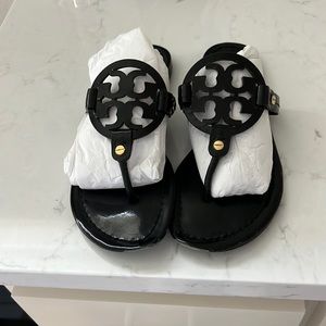 Black patent Tory Burch Miller sandals 7.5